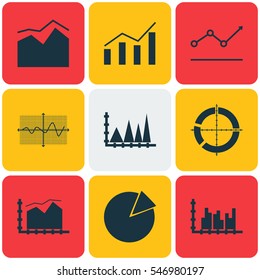 Set Of Graphs, Diagrams And Statistics Icons. Premium Quality Symbol Collection. Icons Can Be Used For Web, App And UI Design.