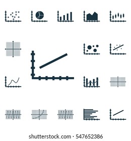 Set Of Graphs, Diagrams And Statistics Icons. Premium Quality Symbol Collection. Icons Can Be Used For Web, App And UI Design.