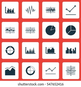 Set Of Graphs, Diagrams And Statistics Icons. Premium Quality Symbol Collection. Icons Can Be Used For Web, App And UI Design.