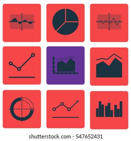 Set Of Graphs, Diagrams And Statistics Icons. Premium Quality Symbol Collection. Icons Can Be Used For Web, App And UI Design.