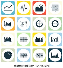 Set Of Graphs, Diagrams And Statistics Icons. Premium Quality Symbol Collection. Icons Can Be Used For Web, App And UI Design.