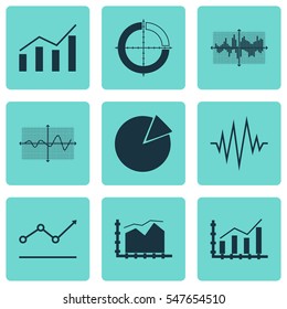 Set Of Graphs, Diagrams And Statistics Icons. Premium Quality Symbol Collection. Icons Can Be Used For Web, App And UI Design.