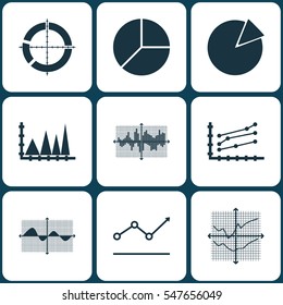 Set Of Graphs, Diagrams And Statistics Icons. Premium Quality Symbol Collection. Icons Can Be Used For Web, App And UI Design.