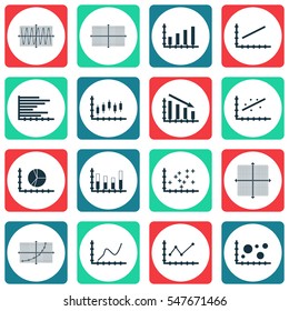 Set Of Graphs, Diagrams And Statistics Icons. Premium Quality Symbol Collection. Icons Can Be Used For Web, App And UI Design.