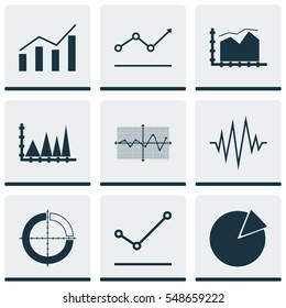 Set Of Graphs, Diagrams And Statistics Icons. Premium Quality Symbol Collection. Icons Can Be Used For Web, App And UI Design.