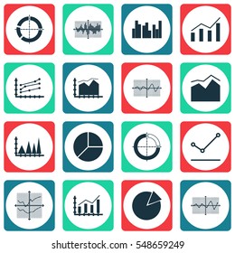 Set Of Graphs, Diagrams And Statistics Icons. Premium Quality Symbol Collection. Icons Can Be Used For Web, App And UI Design.