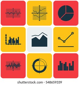 Set Of Graphs, Diagrams And Statistics Icons. Premium Quality Symbol Collection. Icons Can Be Used For Web, App And UI Design.