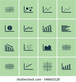 Set Of Graphs, Diagrams And Statistics Icons. Premium Quality Symbol Collection. Icons Can Be Used For Web, App And UI Design.