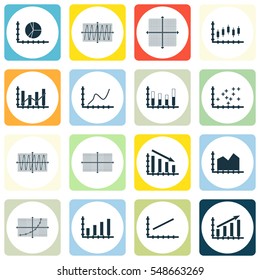 Set Of Graphs, Diagrams And Statistics Icons. Premium Quality Symbol Collection. Icons Can Be Used For Web, App And UI Design.