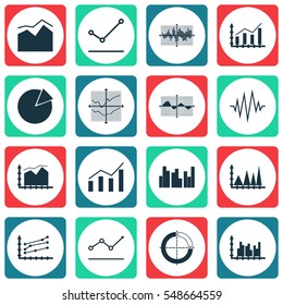 Set Of Graphs, Diagrams And Statistics Icons. Premium Quality Symbol Collection. Icons Can Be Used For Web, App And UI Design.