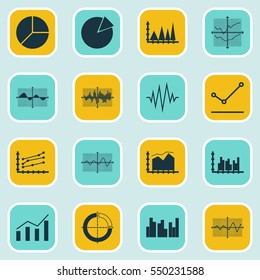 Set Of Graphs, Diagrams And Statistics Icons. Premium Quality Symbol Collection. Icons Can Be Used For Web, App And UI Design.
