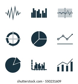 Set Of Graphs, Diagrams And Statistics Icons. Premium Quality Symbol Collection. Icons Can Be Used For Web, App And UI Design.