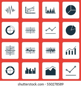 Set Of Graphs, Diagrams And Statistics Icons. Premium Quality Symbol Collection. Icons Can Be Used For Web, App And UI Design.