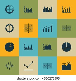 Set Of Graphs, Diagrams And Statistics Icons. Premium Quality Symbol Collection. Icons Can Be Used For Web, App And UI Design.