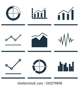 Set Of Graphs, Diagrams And Statistics Icons. Premium Quality Symbol Collection. Icons Can Be Used For Web, App And UI Design.