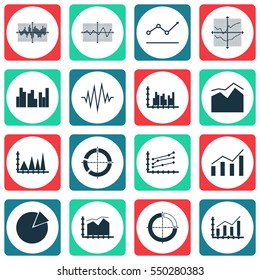 Set Of Graphs, Diagrams And Statistics Icons. Premium Quality Symbol Collection. Icons Can Be Used For Web, App And UI Design.