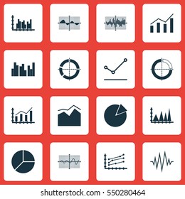 Set Of Graphs, Diagrams And Statistics Icons. Premium Quality Symbol Collection. Icons Can Be Used For Web, App And UI Design.