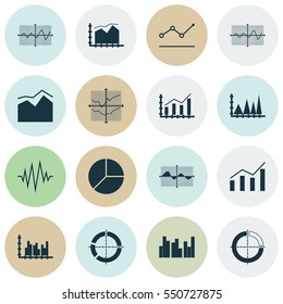 Set Of Graphs, Diagrams And Statistics Icons. Premium Quality Symbol Collection. Icons Can Be Used For Web, App And UI Design.