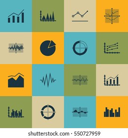 Set Of Graphs, Diagrams And Statistics Icons. Premium Quality Symbol Collection. Icons Can Be Used For Web, App And UI Design.