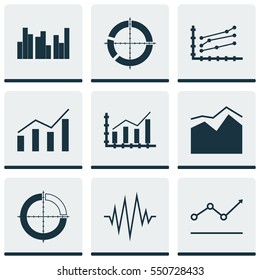 Set Of Graphs, Diagrams And Statistics Icons. Premium Quality Symbol Collection. Icons Can Be Used For Web, App And UI Design.