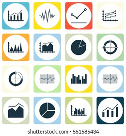 Set Of Graphs, Diagrams And Statistics Icons. Premium Quality Symbol Collection. Icons Can Be Used For Web, App And UI Design.