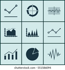 Set Of Graphs, Diagrams And Statistics Icons. Premium Quality Symbol Collection. Icons Can Be Used For Web, App And UI Design.
