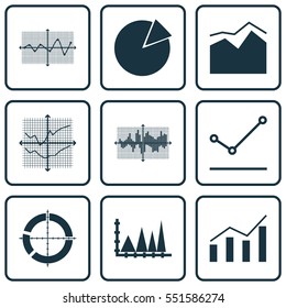 Set Of Graphs, Diagrams And Statistics Icons. Premium Quality Symbol Collection. Icons Can Be Used For Web, App And UI Design.