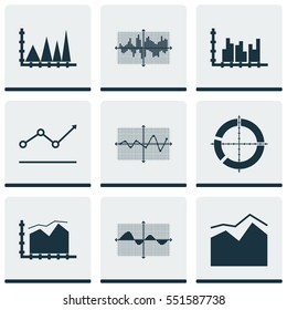 Set Of Graphs, Diagrams And Statistics Icons. Premium Quality Symbol Collection. Icons Can Be Used For Web, App And UI Design.