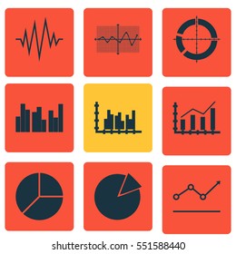 Set Of Graphs, Diagrams And Statistics Icons. Premium Quality Symbol Collection. Icons Can Be Used For Web, App And UI Design.