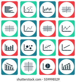 Set Of Graphs, Diagrams And Statistics Icons. Premium Quality Symbol Collection. Icons Can Be Used For Web, App And UI Design.