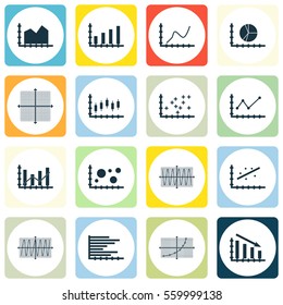 Set Of Graphs, Diagrams And Statistics Icons. Premium Quality Symbol Collection. Icons Can Be Used For Web, App And UI Design.