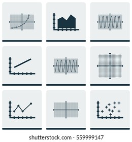 Set Of Graphs, Diagrams And Statistics Icons. Premium Quality Symbol Collection. Icons Can Be Used For Web, App And UI Design.