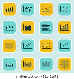 Set Of Graphs, Diagrams And Statistics Icons. Premium Quality Symbol Collection. Icons Can Be Used For Web, App And UI Design.