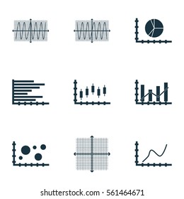 Set Of Graphs, Diagrams And Statistics Icons. Premium Quality Symbol Collection. Icons Can Be Used For Web, App And UI Design.