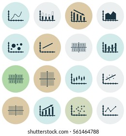 Set Of Graphs, Diagrams And Statistics Icons. Premium Quality Symbol Collection. Icons Can Be Used For Web, App And UI Design.