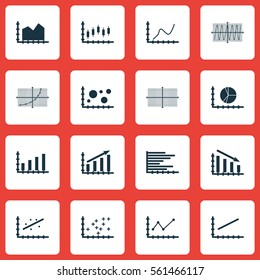 Set Of Graphs, Diagrams And Statistics Icons. Premium Quality Symbol Collection. Icons Can Be Used For Web, App And UI Design.