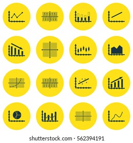 Set Of Graphs, Diagrams And Statistics Icons. Premium Quality Symbol Collection. Icons Can Be Used For Web, App And UI Design.