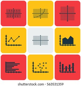 Set Of Graphs, Diagrams And Statistics Icons. Premium Quality Symbol Collection. Icons Can Be Used For Web, App And UI Design.