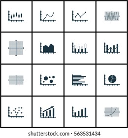 Set Of Graphs, Diagrams And Statistics Icons. Premium Quality Symbol Collection. Icons Can Be Used For Web, App And UI Design.