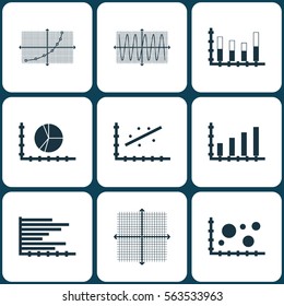Set Of Graphs, Diagrams And Statistics Icons. Premium Quality Symbol Collection. Icons Can Be Used For Web, App And UI Design.