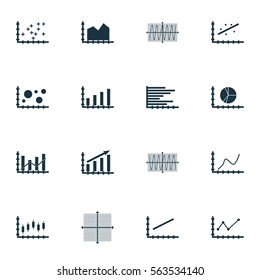 Set Of Graphs, Diagrams And Statistics Icons. Premium Quality Symbol Collection. Icons Can Be Used For Web, App And UI Design.
