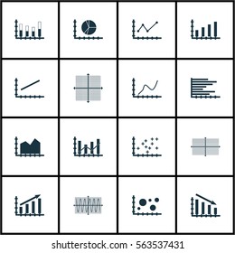 Set Of Graphs, Diagrams And Statistics Icons. Premium Quality Symbol Collection. Icons Can Be Used For Web, App And UI Design.