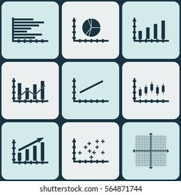 Set Of Graphs, Diagrams And Statistics Icons. Premium Quality Symbol Collection. Icons Can Be Used For Web, App And UI Design.