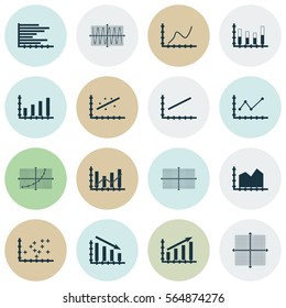 Set Of Graphs, Diagrams And Statistics Icons. Premium Quality Symbol Collection. Icons Can Be Used For Web, App And UI Design.