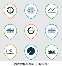 Set Of Graphs, Diagrams And Statistics Icons. Premium Quality Symbol Collection. Icons Can Be Used For Web, App And UI Design.