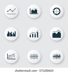 Set Of Graphs, Diagrams And Statistics Icons. Premium Quality Symbol Collection. Icons Can Be Used For Web, App And UI Design.