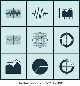 Set Of Graphs, Diagrams And Statistics Icons. Premium Quality Symbol Collection. Icons Can Be Used For Web, App And UI Design.