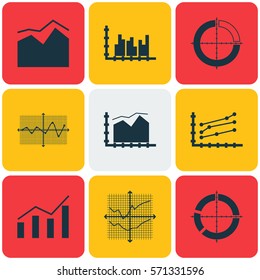 Set Of Graphs, Diagrams And Statistics Icons. Premium Quality Symbol Collection. Icons Can Be Used For Web, App And UI Design.