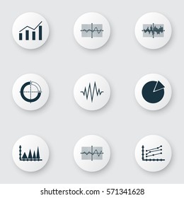 Set Of Graphs, Diagrams And Statistics Icons. Premium Quality Symbol Collection. Icons Can Be Used For Web, App And UI Design.
