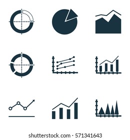 Set Of Graphs, Diagrams And Statistics Icons. Premium Quality Symbol Collection. Icons Can Be Used For Web, App And UI Design.